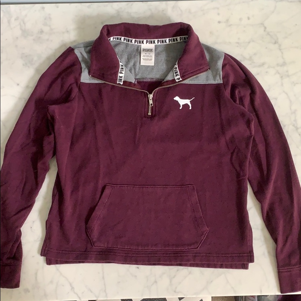 Victoria’s Secret Pink ~ Maroon and Grey 1/4 Zip